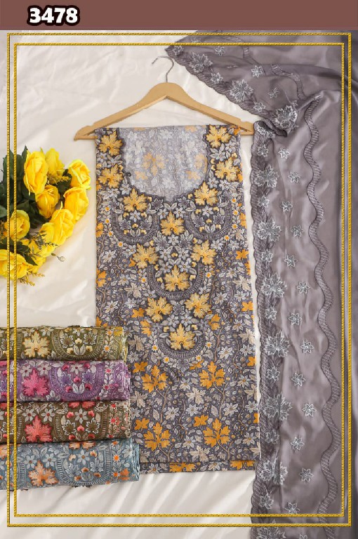 قطن سويسري باكستاني مع شيله – شغل تطريز 3D ومخرم | Pakistani Swiss Cotton with 3D & Cutwork Embroidery 2 قطن سويسري باكستاني مع شيله – شغل تطريز 3D ومخرم | Pakistani Swiss Cotton with 3D & Cutwork Embroidery - Image 2