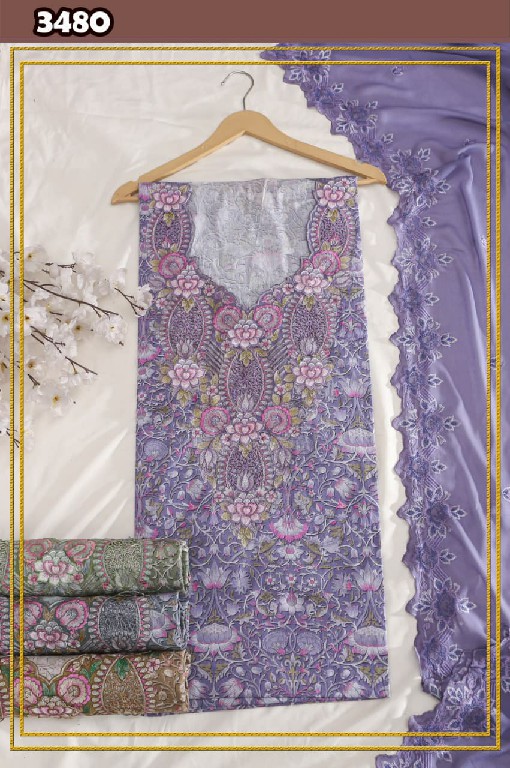 قطن سويسري باكستاني مع شيله – شغل تطريز 3D ومخرم | Pakistani Swiss Cotton with 3D & Cutwork Embroidery 4 قطن سويسري باكستاني مع شيله – شغل تطريز 3D ومخرم | Pakistani Swiss Cotton with 3D & Cutwork Embroidery - Image 4